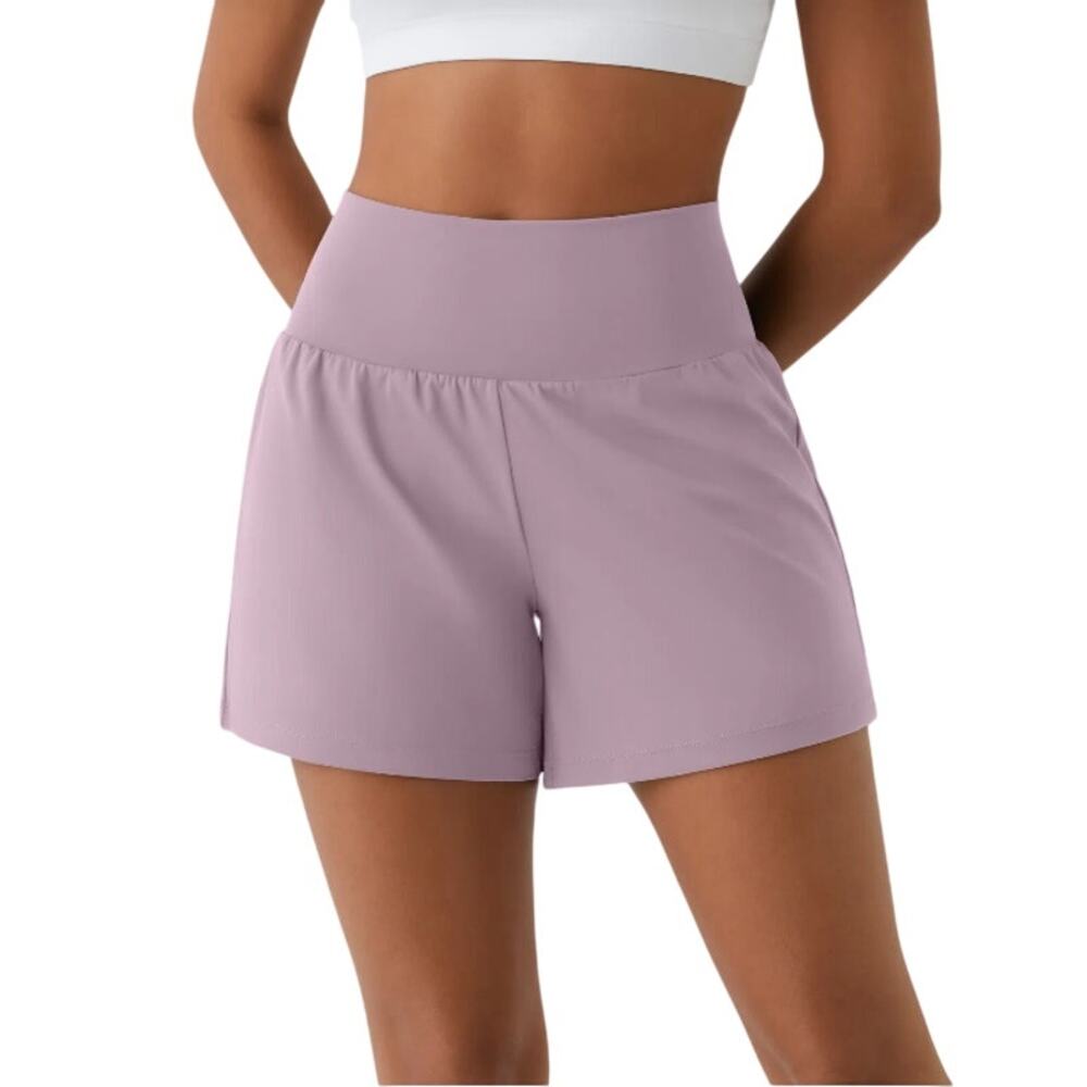 Halara Softly Zero Airy High Rise 2-in-1 Cool Touch Yoga Shorts 5'' Purple XL